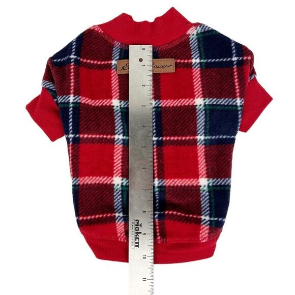 Eddie Bauer Pet Dog Holiday Red Plaid Flannel PJ Outfit Size Small - Picture 4 of 7